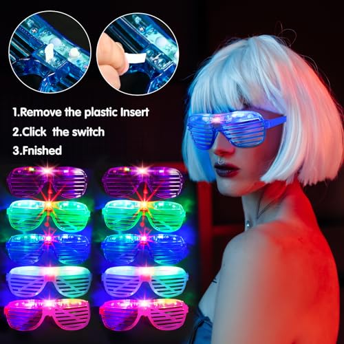 Honoson 15 Pcs LED Light up Glasses 15 Pcs Cat LED Cute Headband Cat Ears Sunglasses Glow in the Dark Party Supplies(shor...