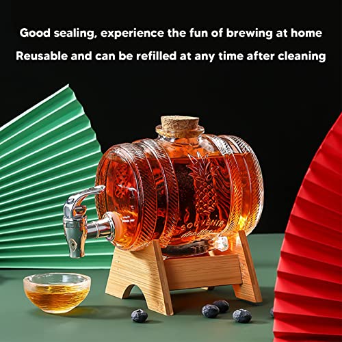 Beverage Dispenser Bucket, Thickened Glass Sealed Beverage Dispenser, Ginseng Wine Brewing Jar Wine Bottle Dispenser with ...