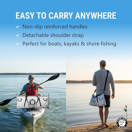 Fish Kill Bags Flat PVC Tarpaulin Insulated Fish Cooler Kill Bag for Fishing with Easy Grip and Carry Handles, 3 Sizes