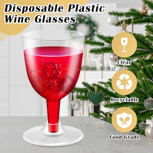 Vyndicca 48 PCS Disposable Plastic Wine Glasses,Clear Stackable Plastic Goblets,Hard Party Wine Cups with Stem for Wedding...