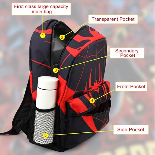 Rantonly Spider Backpack - 16.5 Inch Large Capacity Double-Shoulder Bag with Keychain and Accessories, Lightweight Waterpr...