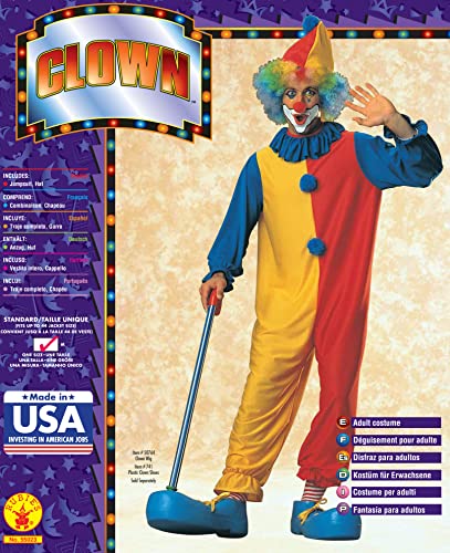 Classic Clown Adult Costume, Blue, Yellow & Red, Standard Size-fits up to 44 Jacket