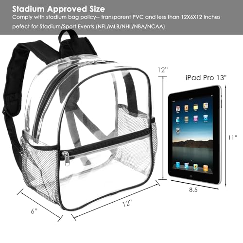 Keepcross Stadium Approved Clear Backpack 12x6x12 with Reinforced Straps – Waterproof Small Clear Bag for Stadium Events, ...