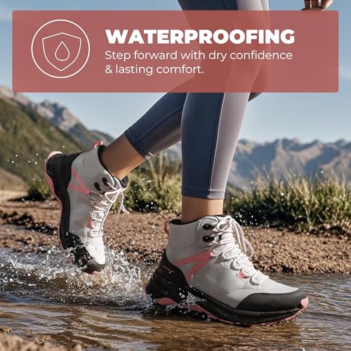 NORTIV 8 Women's Hiking Boots Waterproof Lightweight Outdoor Trekking Comfortable Non-Slip Backpacking Camping Ankle Boot ...