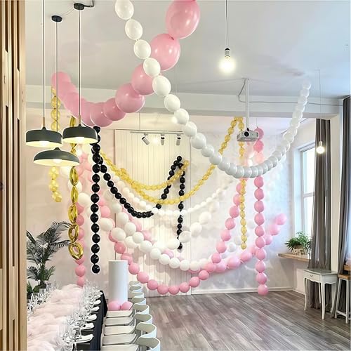 Pastel Pink Linking Balloons, 100PCS 6 Inch Small Baby Pink Link Balloons for Making Balloon Wall Heart Arch, Quick Linked...