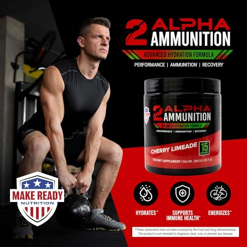 MAKE READY NUTRITION 2ALPHA Ammunition Cherry Limeade - Hydration, Energy Drink, and Immune Support with Vitamin C, Calciu...