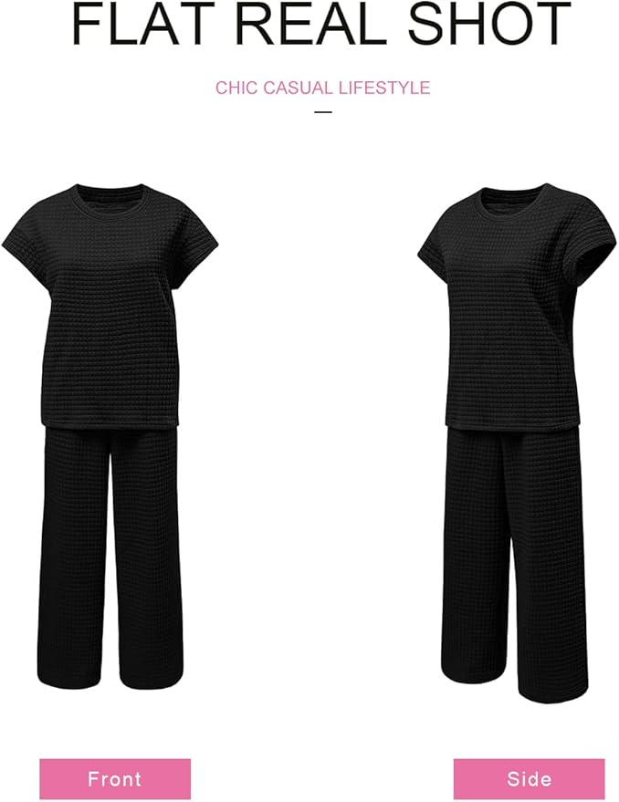 SHEWIN Womens Two Piece Fall Outfits Sweatsuits Casual Pullover Tops and Wide Leg Sweatpant Lounge Sets