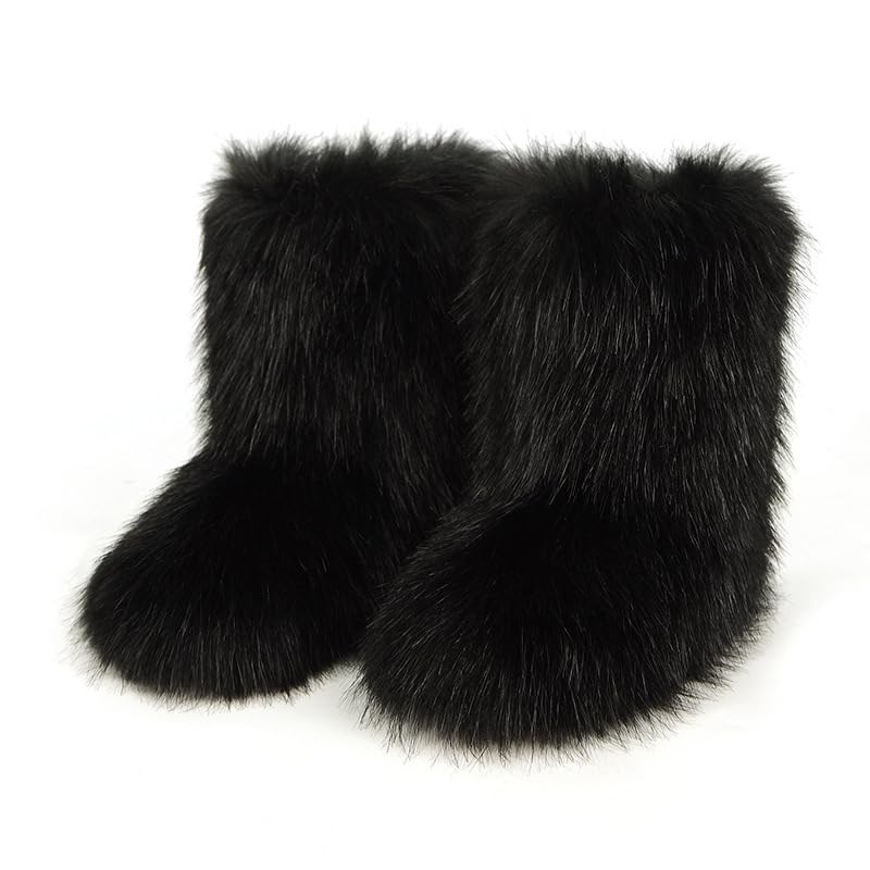 LAIDIC Therian mask and Tail Animal Costume Set with Cat Ears Therian Paws Fluffy Faux Fur Boots for Women Halloween Cosplay (Black set with boots, Size 5 boots)