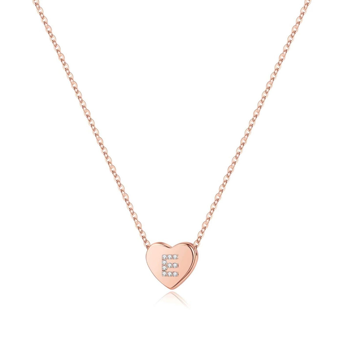 M MOOHAM Necklace for Women Gifts, Rose Gold Letter E Heart Initial Necklace
