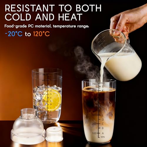BETTFOR Plastic Cocktail Shaker with Measuring Scale 24oz (700ml), Leak-Proof & Shatter-Resistant Drink Mixer for Bartendi...