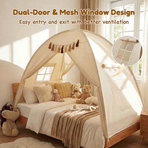 Gorich Twin Bed Tent for Kids, Indoor Privacy Toddler Sleeping Canopy with Mesh Window, Fits Bunk or Floor Bed, Include St...