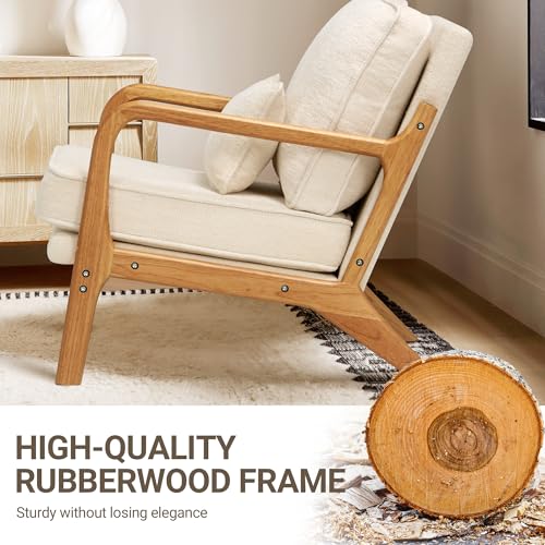 COLAMY Mid Century Modern Accent Chair Set of 2 with Lumbar Pillow, Relaxing Armchair with Solid Wood Frame & Soft Cushio...