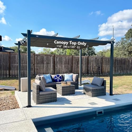 BOJAVOM Pergola Shade Cover for 10' X 13' Deck Porch Outdoor Retractable Durable Yarn-Dyed Fabric Canopy Replacement Cover...