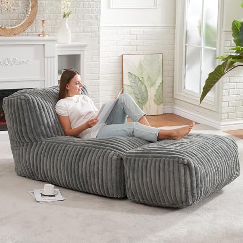 Hobestluk Big Bean Bag Lounger Chairs Large Beanbag Chair for Adults Bean Bag Sofa with Memory Foam Filled for Living Roo...