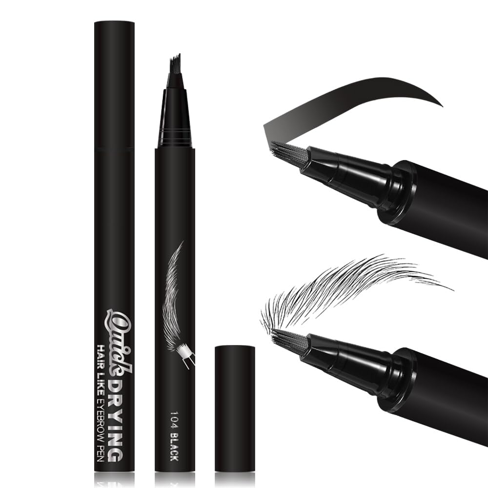 Kaely Microblading Eyebrow Pen with Multiple Fork Tips, Square Brush Magic Eyebrow Contouring Pen Waterproof, 3d Eye Brow Pencil