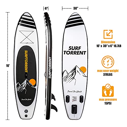 SURFTORRENT Inflatable Stand Up Paddle Board Wave Board with SUP Accessories,Inflatable SUP Board for Beginner,Youth Paddl...