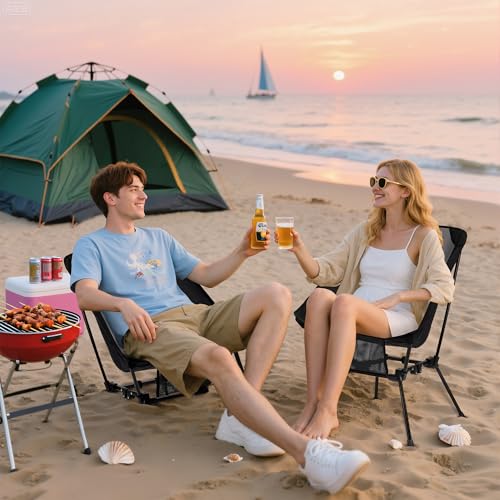 Aluminum Camping Chair with Storage Bag, 400lb Capacity, Roomier & Compact Folding Chairs for Adults, Lightweight & Portab...