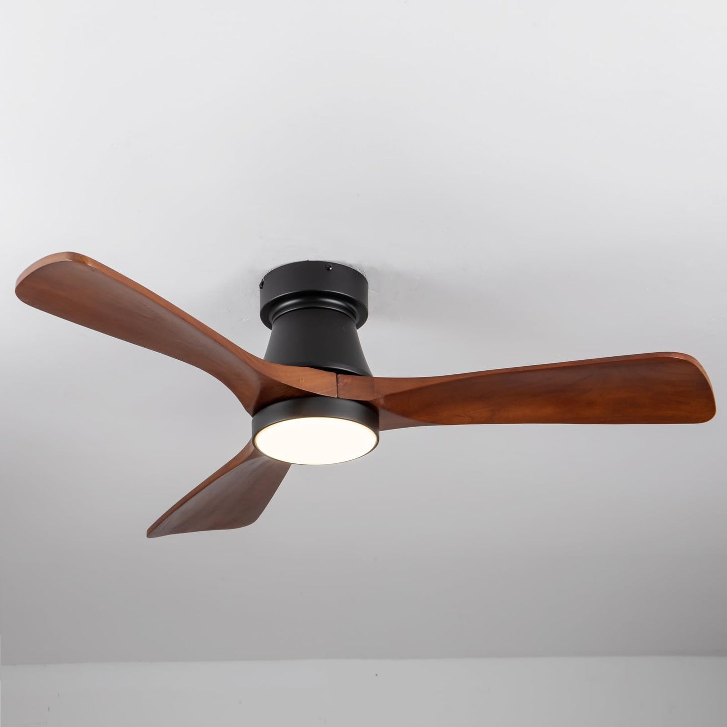 FUJIBONNY 42-Inch Ceiling Fan with Lights, Remote Control, Flush Mount, Dimmable, Reversible, Wood Blades, Power-Off Memory, Quiet DC Motor – Modern Hugger Ceiling Fan for Living Room, Bedroom, Patio
