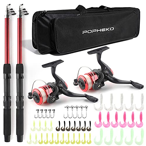 Telescopic Fishing Rod Reel Combo 2pcs 5.9FT/6.89FT Collapsible Fishing Pole Spinning Reel Lures Tackle Bag All-in-one Fis...