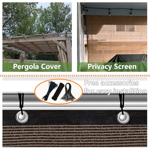 90% 12x15ft Sun Shade Cloth for Outdoor Deck Backyard Patio Garden Pergola Cover Canopy Mocha