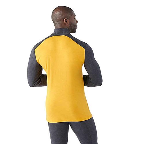 Smartwool Men's Classic Thermal Merino Wool Base Layer — Quarter Zip (Slim Fit), Charcoal-Honey Gold, XX-Large