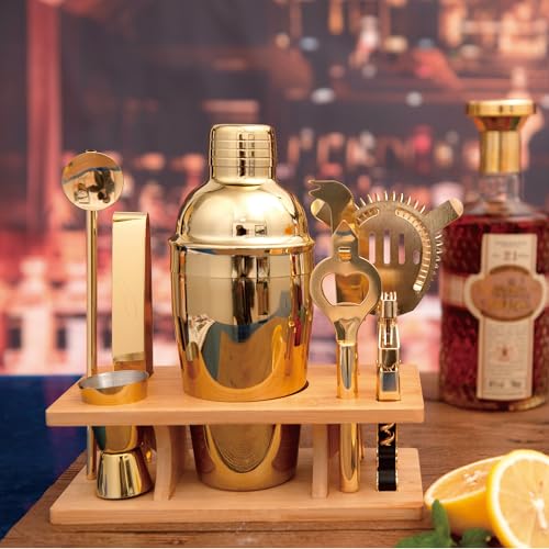 JNWINOG 9Pcs-Cocktail Shaker Set Bartending Kit Cocktail Bar Set Cocktail Mix Drink Making Kit Professional Bar and Home D...