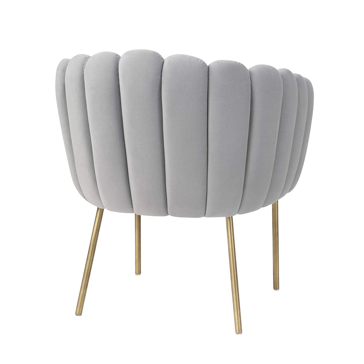 MEXIYA Doloris Modern Light Grey Easy Clean Velvet Upholstered Feather Side Chair with Brushed Gold Leg