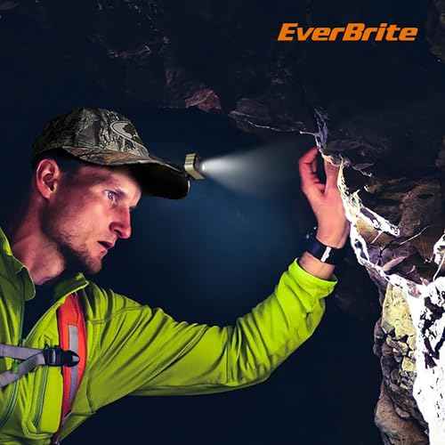 EverBrite 400 Lumens Rechargeable Headlamp, Only 1.59 OZ Ultra-Light with Hat Clip, IP67 Waterproof, White/Red/Green Light, 7 Modes for Camping, Running and Backpacking-Green