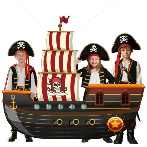 Caribbean Pirate Ship Party Backdrop Banner for Pirate Party Decorations Pirates Birthday Backdrop Sign Favors Photo Booth...