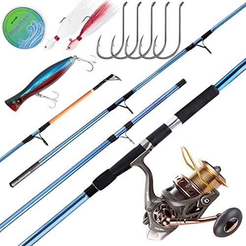 Dr.Fish Surf Fishing Rod and Reel Combos Saltwater Fishing Gear Set 12ft Surf Rod 10000 Reel Offshore Inshore Casting Pole...