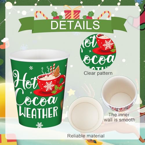 Layhit 240 Pcs Christmas Hot Cocoa Coffee Paper Cups, 8 oz Small Size Disposable Hot Beverage Chocolate Coffee Drinking Cu...