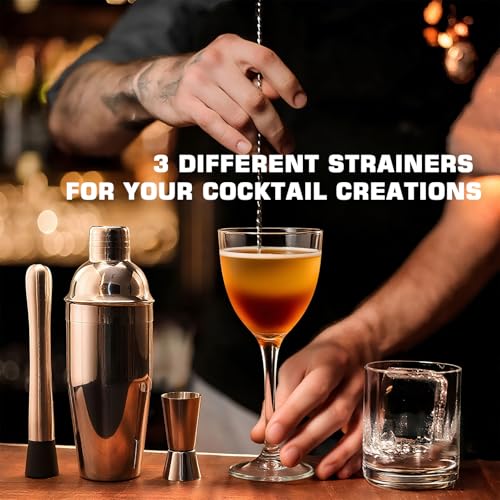 ARTFLY 18-Piece Professional Cocktail Shaker Set and Bartender Kit with Stand, Stainless Steel Bar Tools Gift Set with Mud...