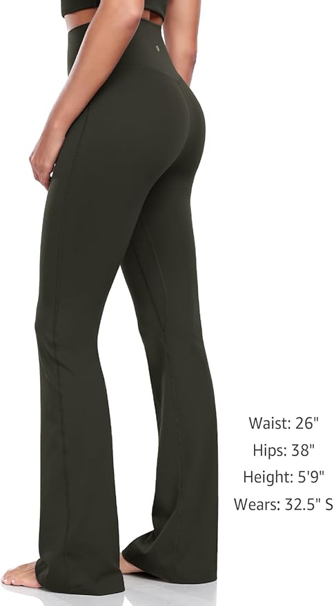 HeyNuts Harmony Flare Leggings 29"/30.5"/32.5"/34.5", High Waisted Tummy Control Wide Leg Bootcut Yoga Pants Lounge Soft
