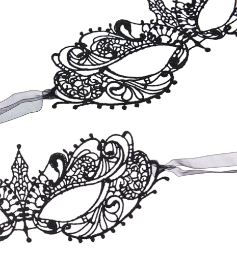 Liatunou 2 Pieces Women's Masquerade Mask Lace Eye Mask for Ball Proms,Halloween Carnival and Venetian Masquerade Party