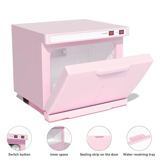 Hot Towel Warmer, 8.5L Towel Warmers Spa, Small Towel Warmer Professional Mini Towel Warmer Cabinet for Facial, Towel Warmer Esthetician Towel Heater for Beauty&Salon(8.5L-Pink)