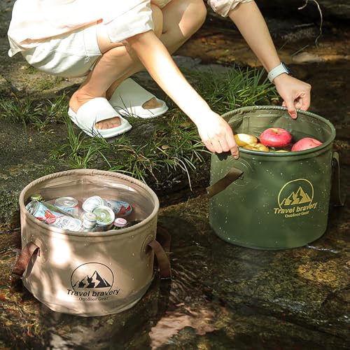 Outdoor Collapse Pro Foldable Water Bucket‌ – Your Ultimate Companion for Outdoor Adventures! (Army Green, 20L)