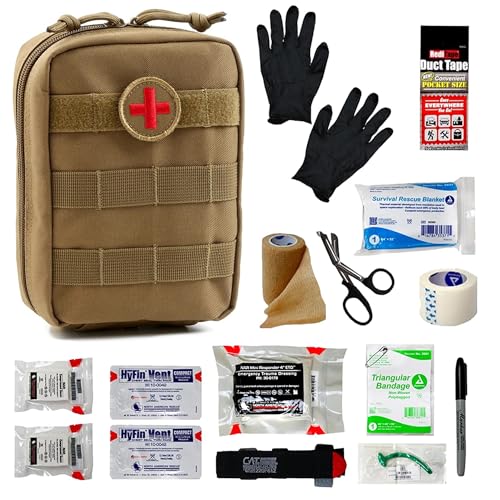 IFAK (Individual First Aid Kit) Trauma Kit with CAT Tourniquet — Medical Pouch for Tactical, Outdoor, Hiking, Military — B...