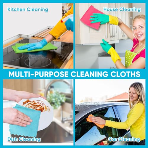 Orighty Microfiber Cleaning Cloth, 24 Pack Highly Absorbent Cleaning Rags, Household Cleaning Supplies, Reusable Lint Free...
