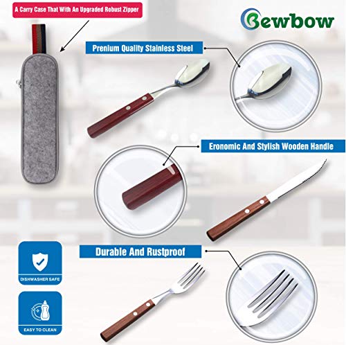 PREMIUM QUALITY Stainless Steel travel utensils Set with case, Healthy & Eco-Friendly 3pc Full Size Fork, Spoon, Portable,...