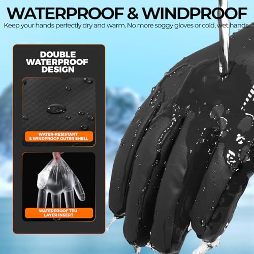 RIVMOUNT Winter Gloves 3M Warm Cold Weather Ski Snow for Men Women, Thermal Waterproof Touchscreen Windproof, Suitable for...
