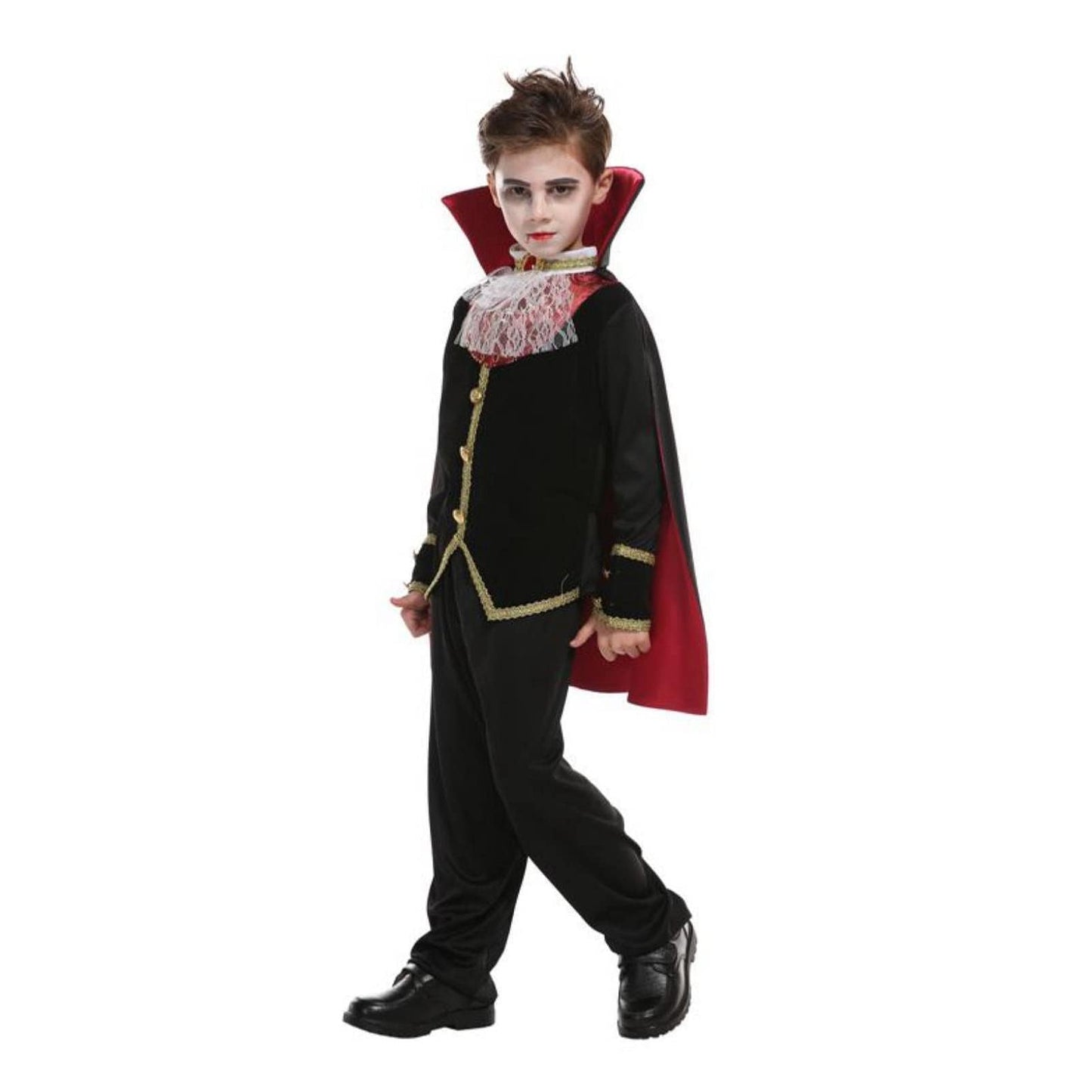 ZNTU Boys Vampire Costume Scary Halloween Costume - Gothic Cape Royal Outfit for Halloween (Vampire Boys, 4-6 Years)