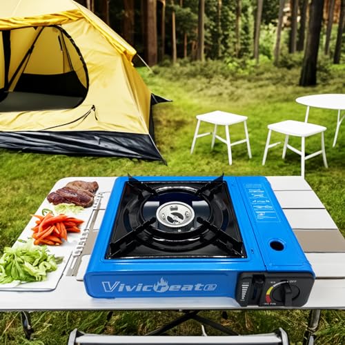 Vivicreate 7000 BTU Portable Butane Gas Stove for Camping Cooking Outdoor, Lightweight Portable Stove Burner with Auto Ign...