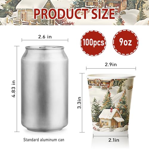 Tlenpo 100 Pcs Christmas Paper Cups, Winter Snowy Night, Disposable Hot Cocoa Bar Supplies, Drinkware for Christmas Party ...
