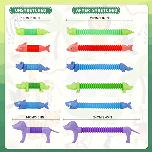 UrChoice 20Pcs Animal Pop Tubes Fidget Toys, Gift for Toddlers Kid Boy Grandkid,Party Favors, Carnival Prizes,Piñata Stuff...