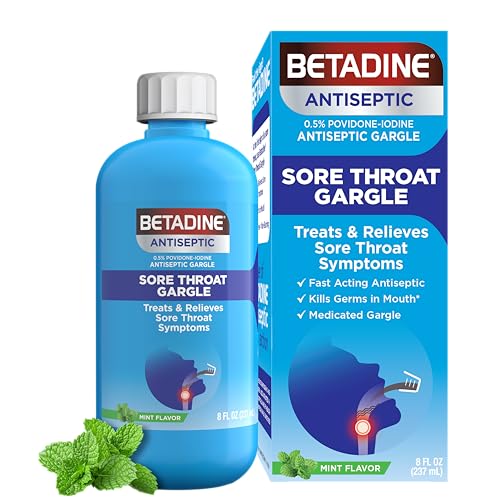 Betadine Antiseptic Medicated Gargle, Povidone-Iodine 0.5%, Treat and Relieve Sore Throat Symptoms, Temporarily Reduces Ge...