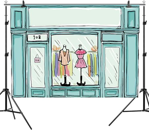 ASDCXZ 10x8ft Shop Backdrop Boutique Clothing Store Photography Background Shopping Mall Merchandise Window Showroom Dress...