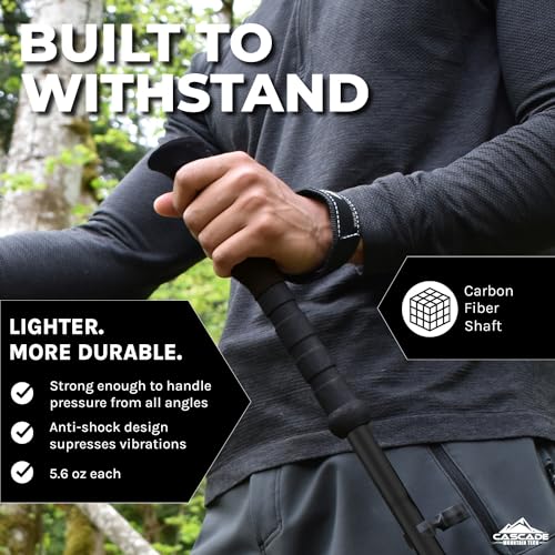 Cascade Mountain Tech Trekking Poles - Aluminum and Carbon Fiber Hiking Walking Sticks with Quick Locks (Set of 4)
