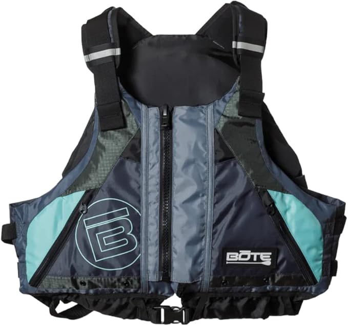 BOTE Universal Foam Paddling Fishing Adult PFD Zipper 2 Stash Pocket Vest Life Jacket for Adults USCG Approved Type III Ka...