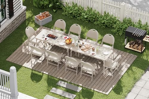 coucheta 5-Piece Rectangle Folding Table and Chairs Set, Foldable Portable Card Table and Chairs, Scratch & Stain Resistan...