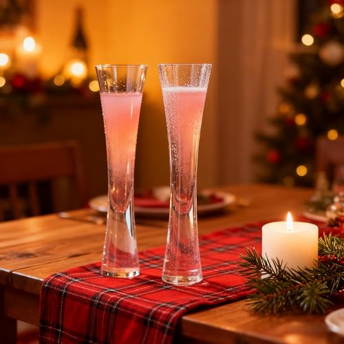 YIMITEE 2 Pack 5 Oz Champagne Flutes Glasses, Unique Elegant Sparkling Wine Glass, Ultra-long Shape Crystal Glassware Set ...